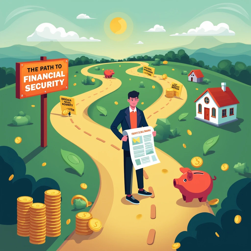 Financial Paths A pathway splitting into multiple routes, each labeled with an income stream such as “Side Hustle,” “Real Estate,” “Investing,” “Digital Products,” and “Freelancing.”